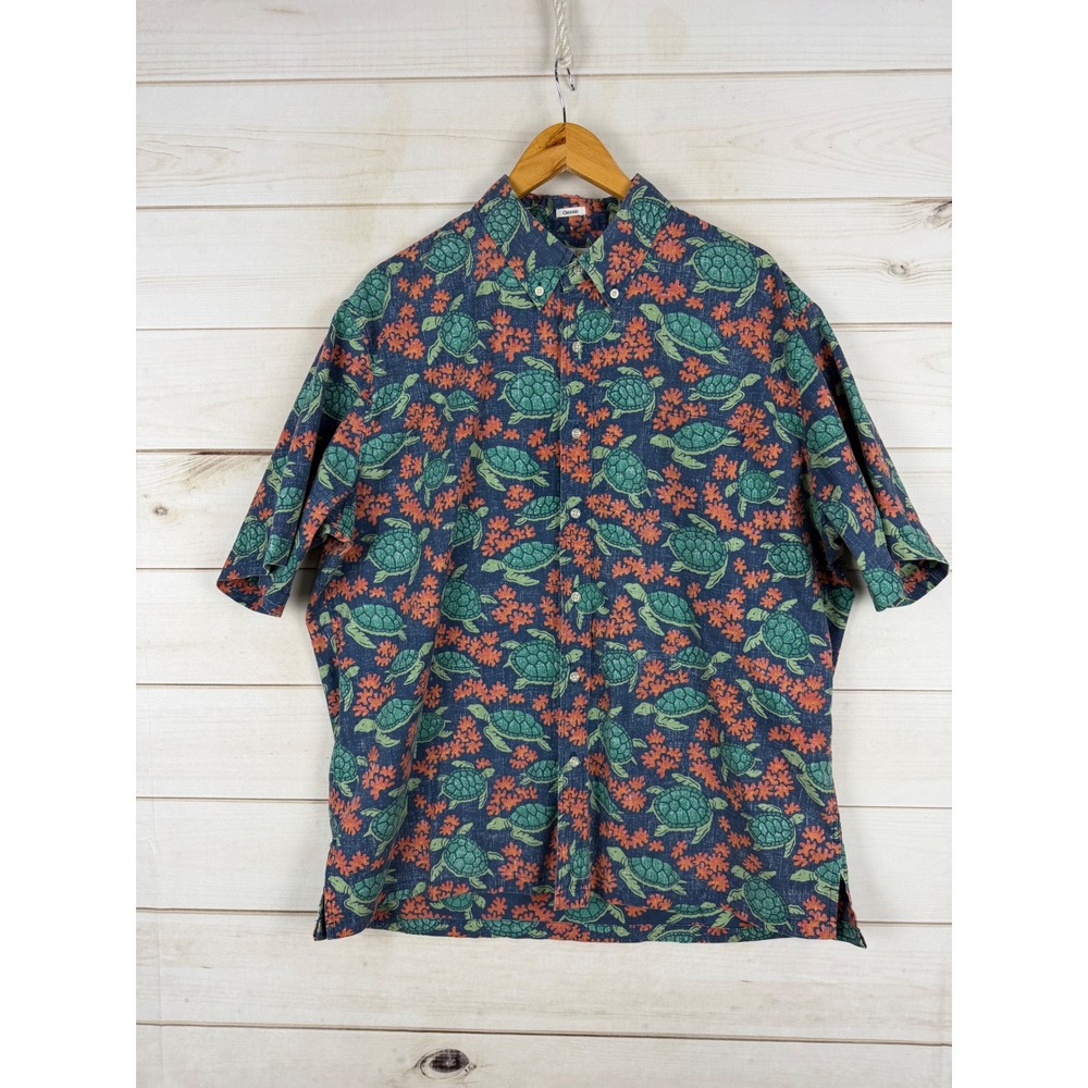 Reyn Spooner Shirt Mens XL Multicolor Sea Turtle Hawaiian Short Sleeve Classic